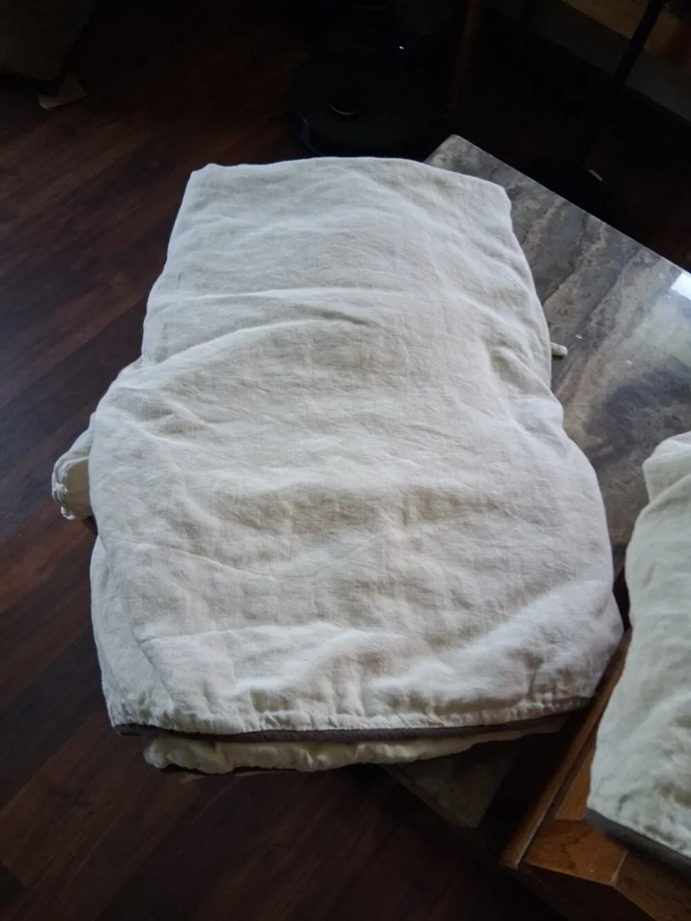 BNWT Quince European Linen Piped Duvet Cover Set White Oat Espresso Full Queen